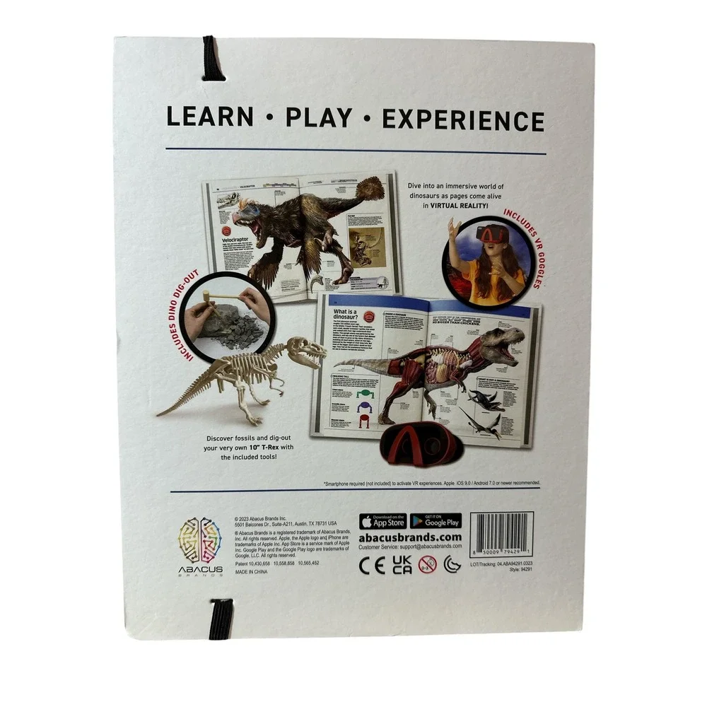 VR Dinosaurs Kit Kids Virtual Reality Book Dig Project Interactive Abacus Brands